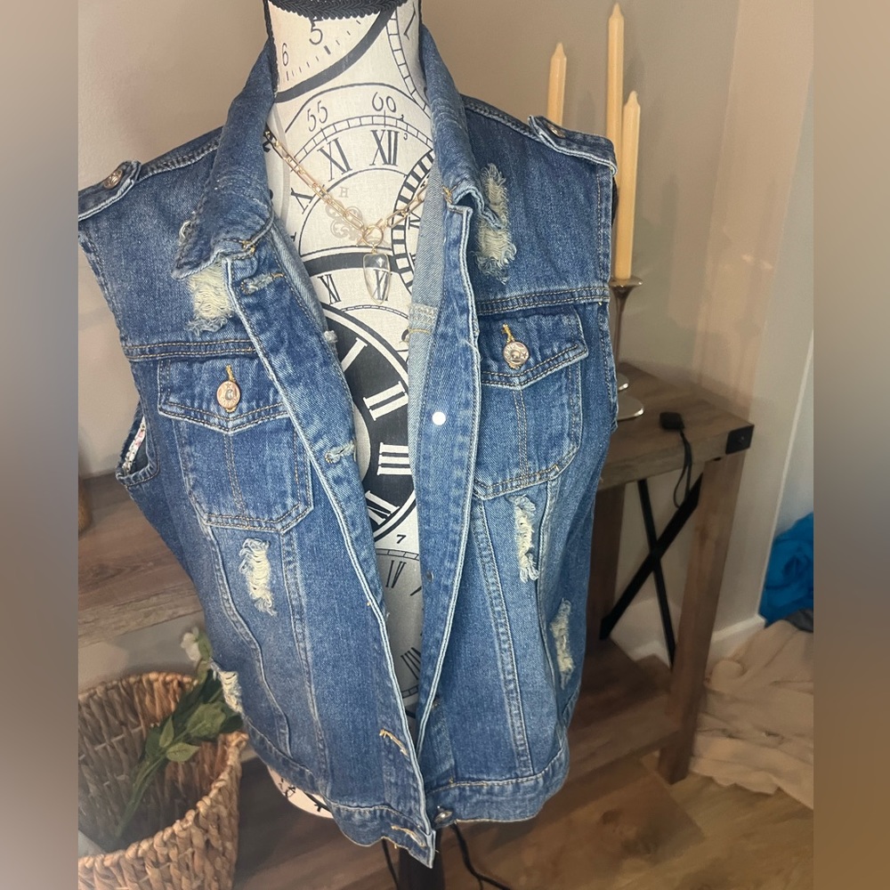 Denim vest distressed